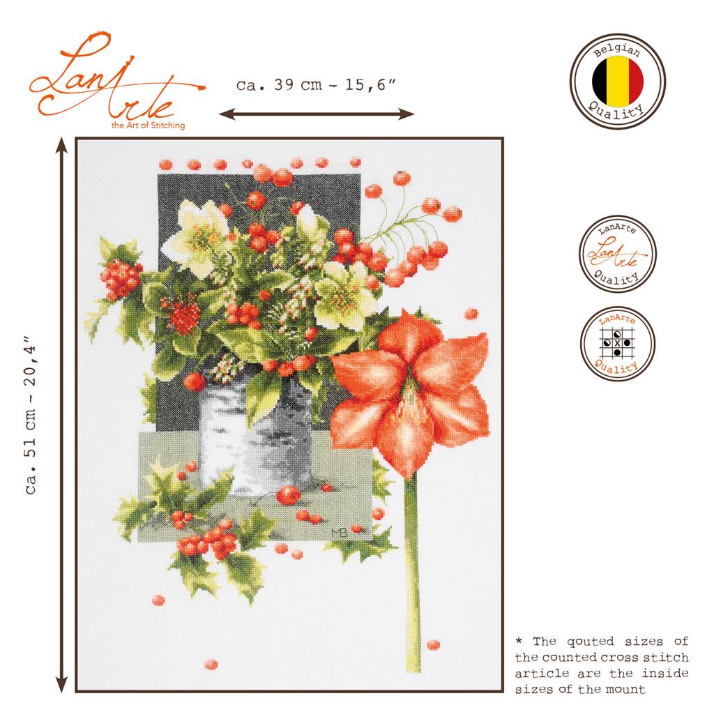 Cross Stitch Kit "Holly Jolly Amaryllis" - Lanarte PN-0201763