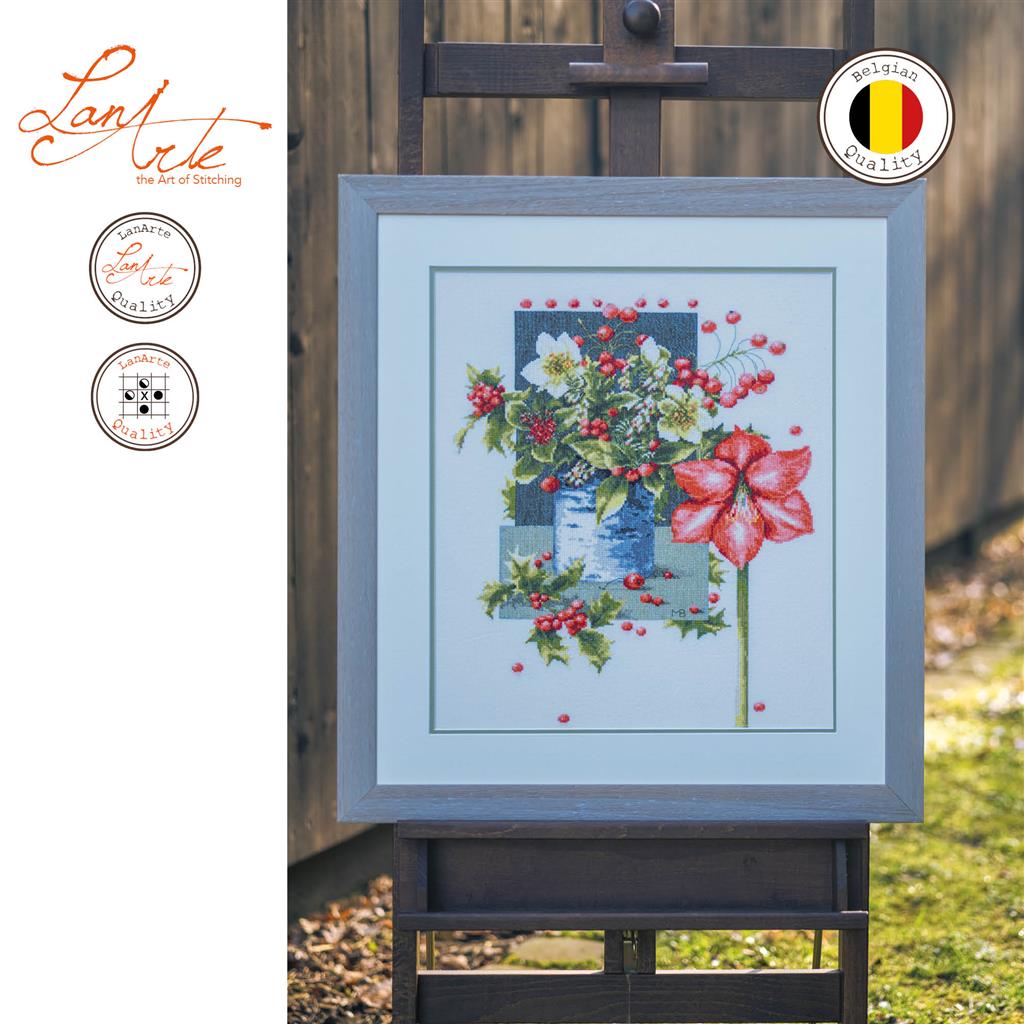 Cross Stitch Kit "Holly Jolly Amaryllis" - Lanarte PN-0201763