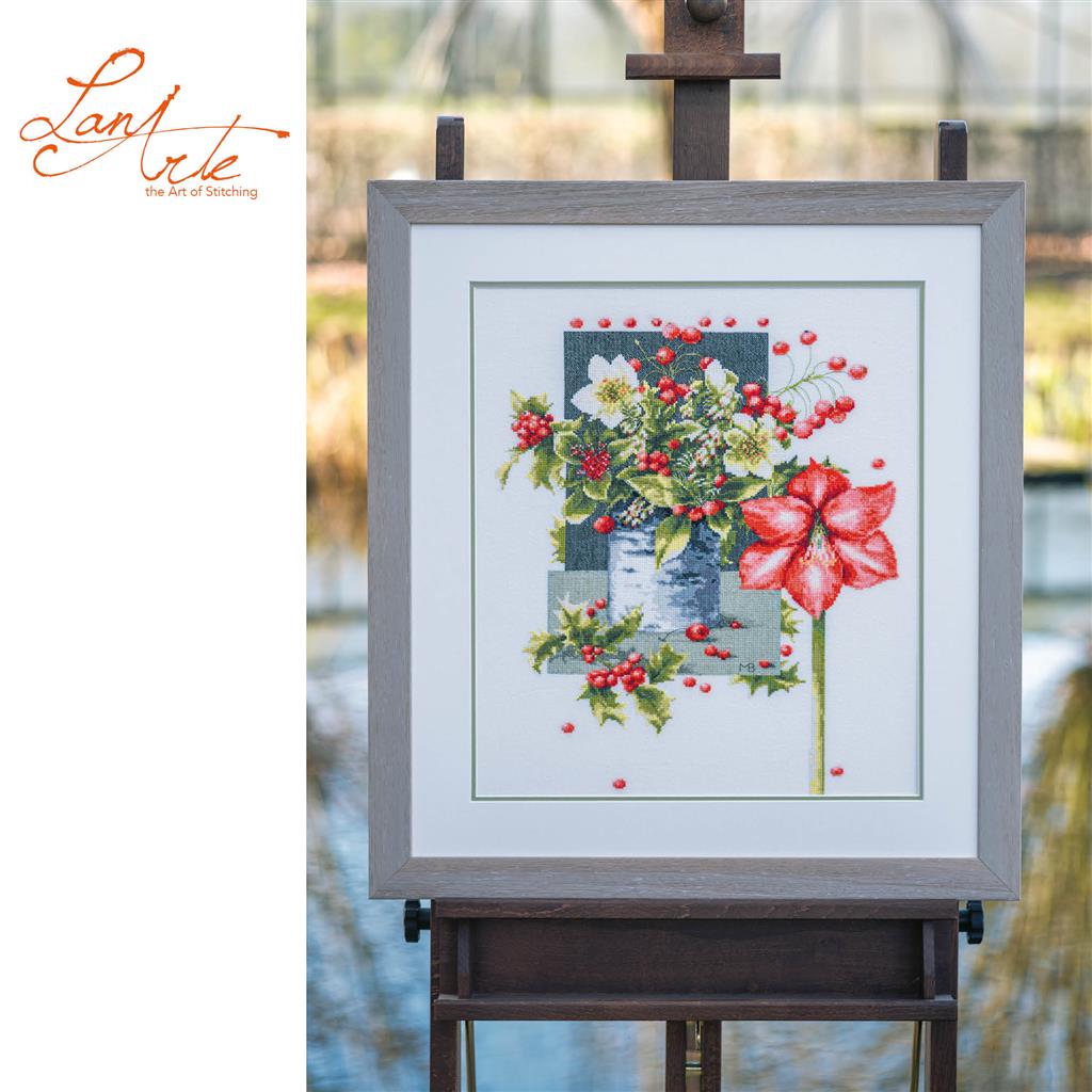 Cross Stitch Kit "Holly Jolly Amaryllis" - Lanarte PN-0201763