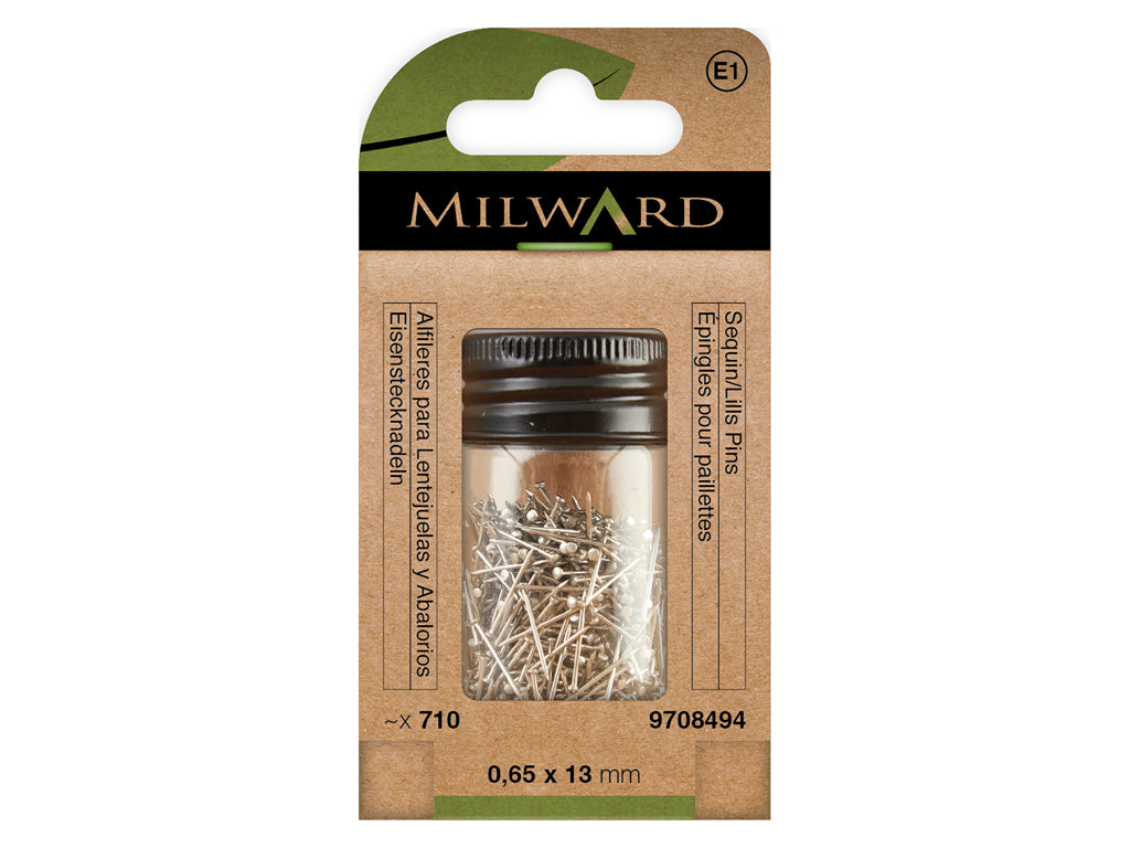 Pack de 710 Alfileres de Precisión para Lentejuelas y Abalorios Milward 9708494 - 0.65 x 13 mm