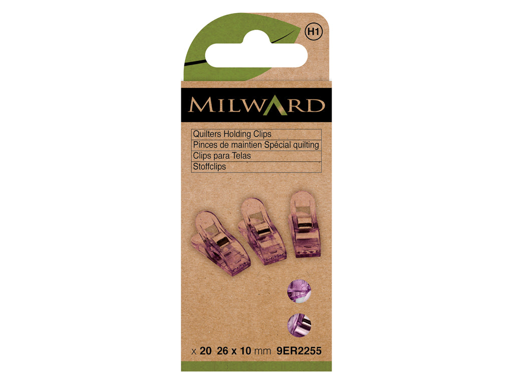 Milward 9ER2255: 26 x 10 mm große Stoffklammern in leuchtendem Violett – 20 Stück für makelloses Nähen