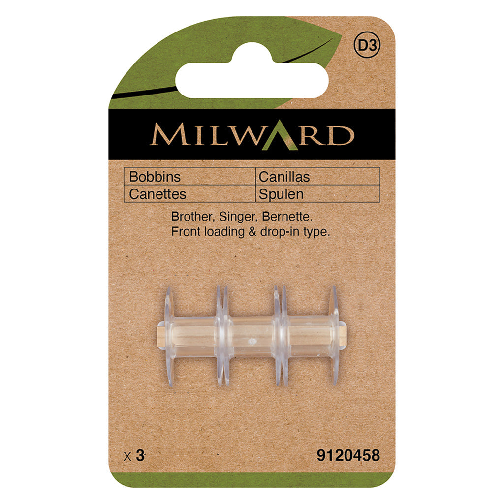 Milward Type 15K Standard Plastic Bobbins - Pack of 3