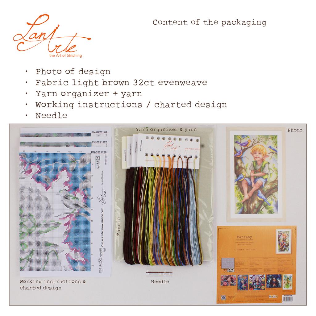 Kit de Punto de Cruz Lanarte – Chatter Among the Leaves PN-0221128
