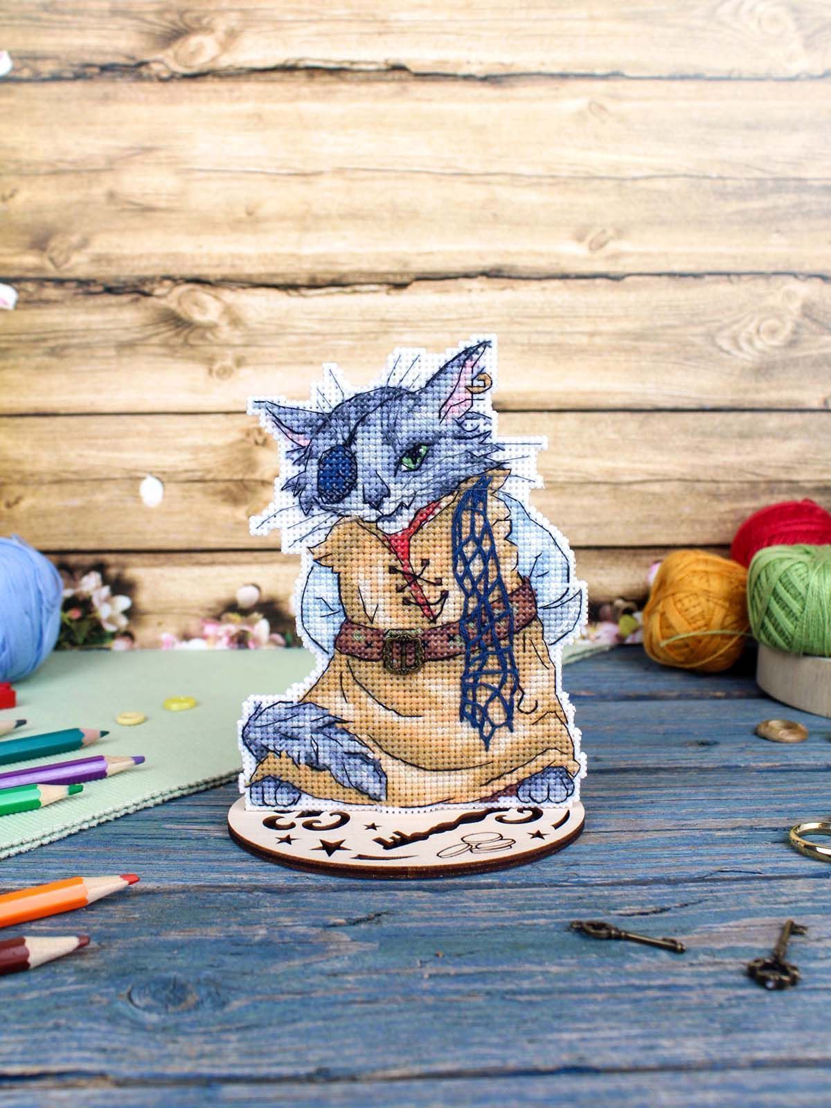 Basilio die Katze Kreuzstich-Set SR-1180 MP Studia | 14-fädiges Kunststoff-Canvas