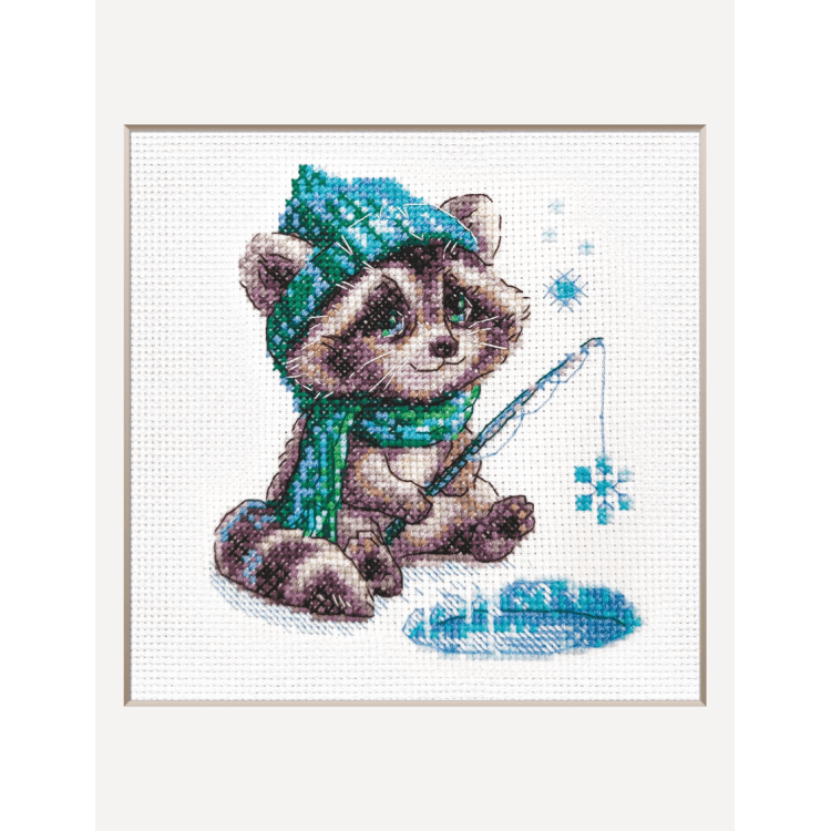 Kit de Punto de Cruz "Mapache Curioso" – Riolis RA1017