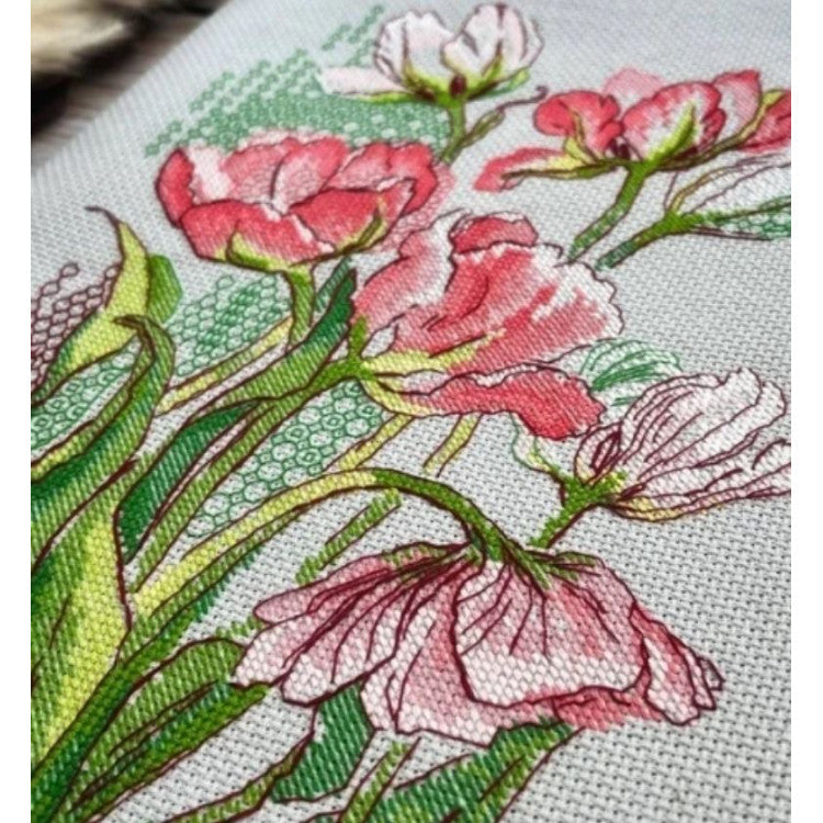 Kit de punto de cruz Riolis 2354 – Graceful Tulips, tulipanes, 21 × 30 cm