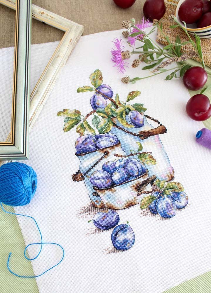 Kit de punto de cruz "Garden Plums" SNV-877 MP Studia