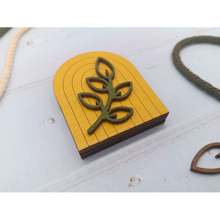 Estuche de Madera para Agujas. Boho Amarillo KF056/111Y de Wizardi