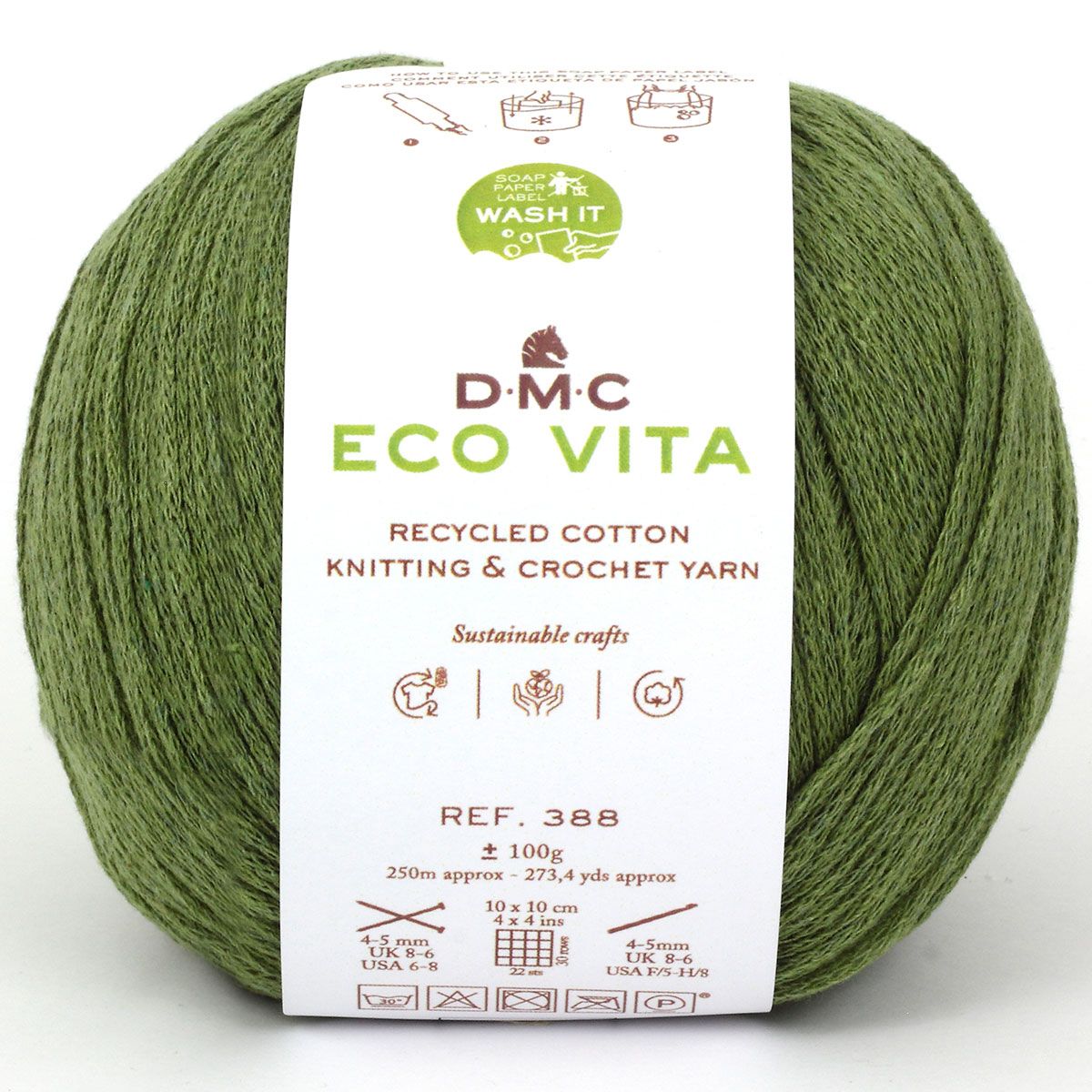 DMC Eco Vita Recycled Cotton Yarn. Wide Variety of Colors Inspired by Nature