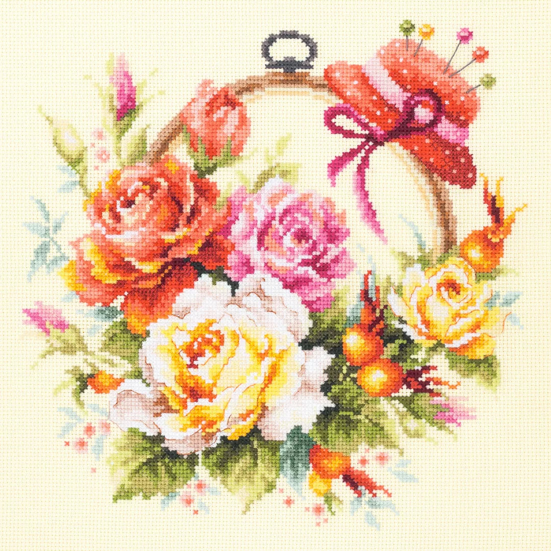 100-122 Rosen für Stickmaschine. Magic Needle Kreuzstichset
