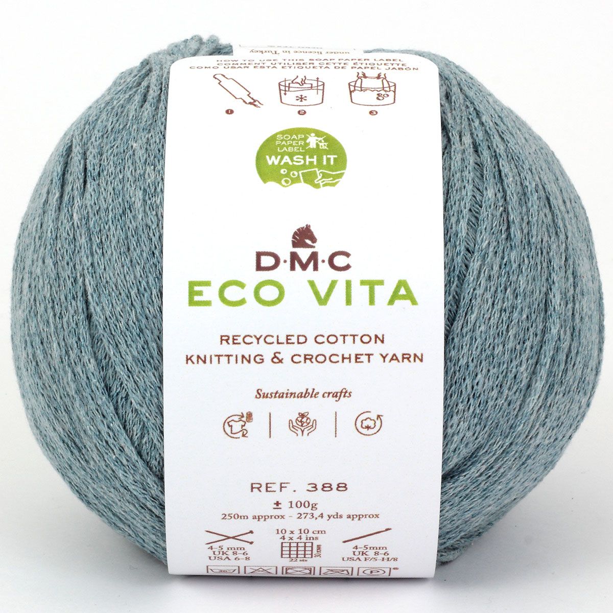 DMC Eco Vita Recycled Cotton Yarn. Wide Variety of Colors Inspired by Nature