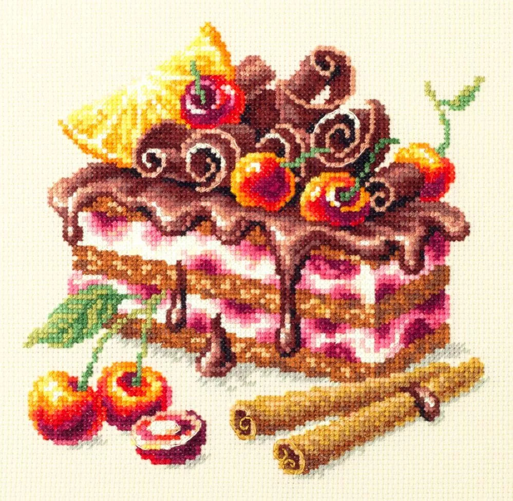 120-072 Pastel de Cereza. Kit de Punto de Cruz Magic Needle