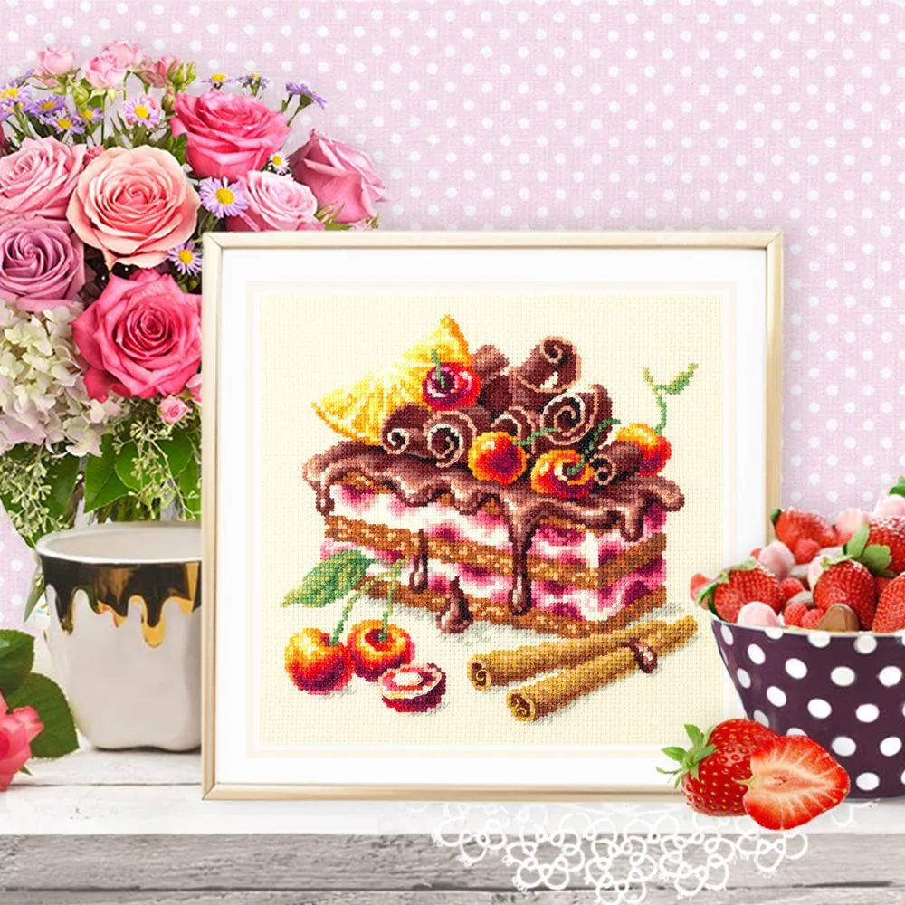 120-072 Pastel de Cereza. Kit de Punto de Cruz Magic Needle