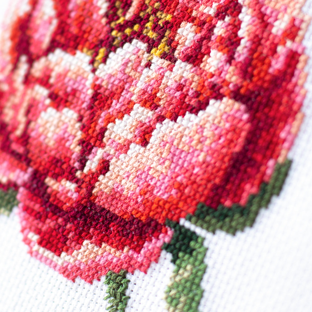 Red Peony Cross Stitch Kit - Magic Needle 150-009