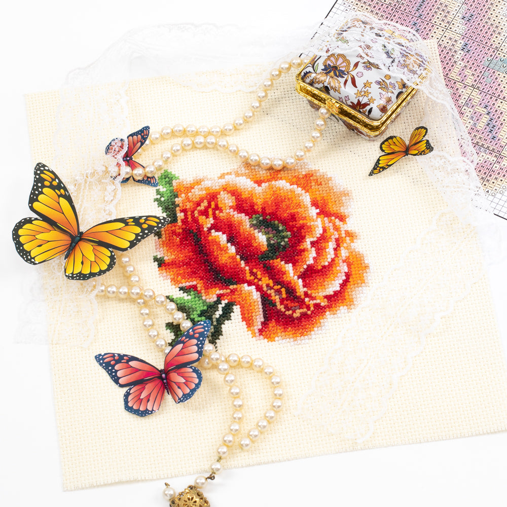 Mohnblumen-Kreuzstichset – Magic Needle 150-012