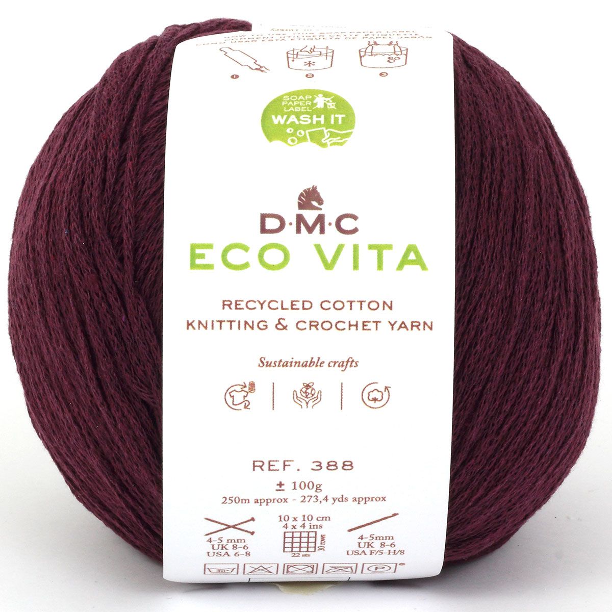 DMC Eco Vita Recycled Cotton Yarn. Wide Variety of Colors Inspired by Nature