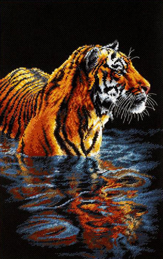 Tiger Relaxing - 35222 Dimensions - Kreuzstichset
