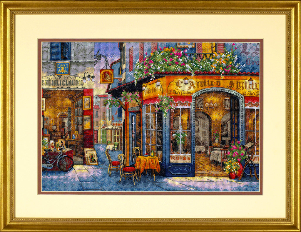 Romantisches Restaurant-Kreuzstichset – Dimensions Gold Collection 35224