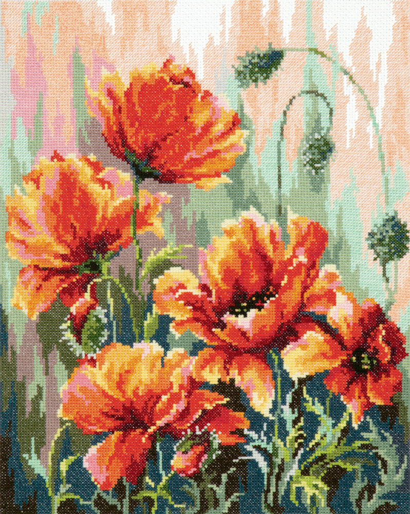 40-72 Mohnblumen im Morgenlicht. Magic Needle Kreuzstichset