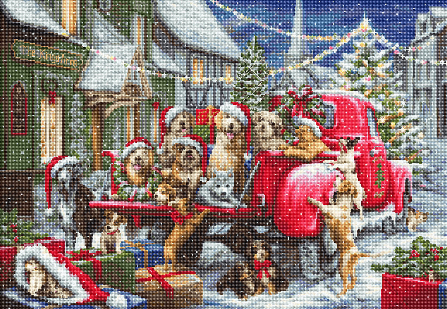 Cross Stitch Kit Puppy Christmas B2414 - Complete Kit by Luca-S in the GOLD Collection