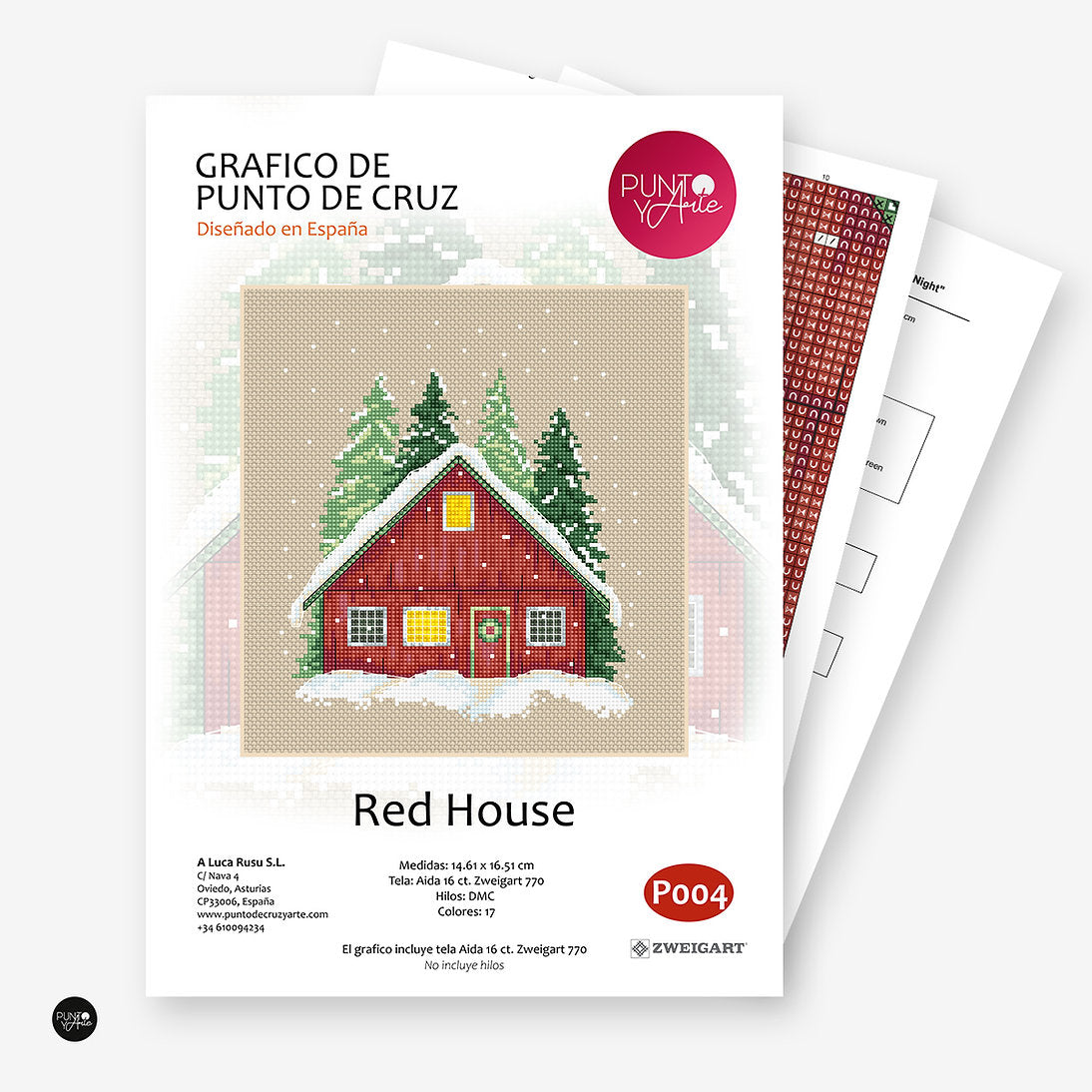 Red House - Exclusive Cross Stitch Chart for Embroidery, Spanish Stitch and Art Design P004
