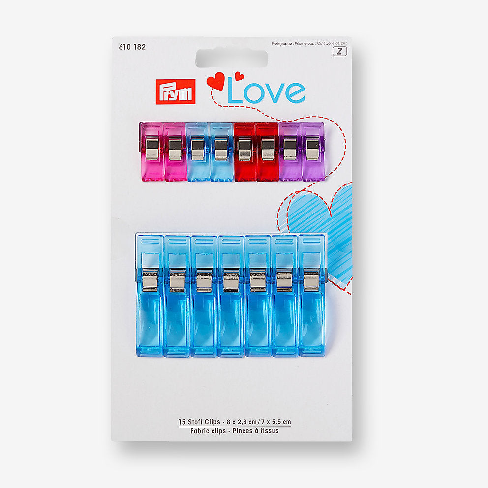 Prym Love Stoffklammern 610182 – 15 Stück aus hochwertigem Kunststoff