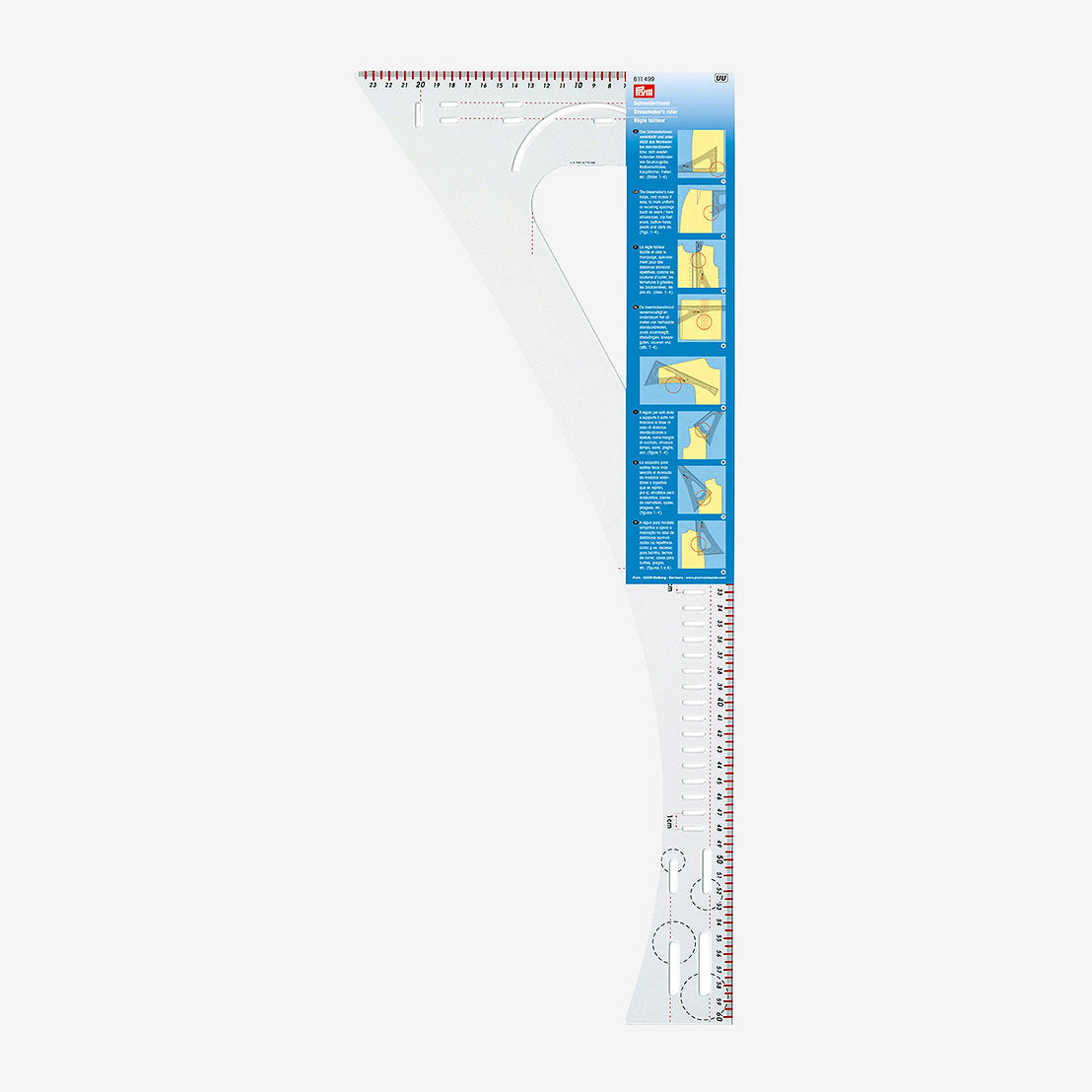 Regla de Modista Escuadra para Sastres Prym 611499 - Ideal para Marcado y Diseño de Patrones