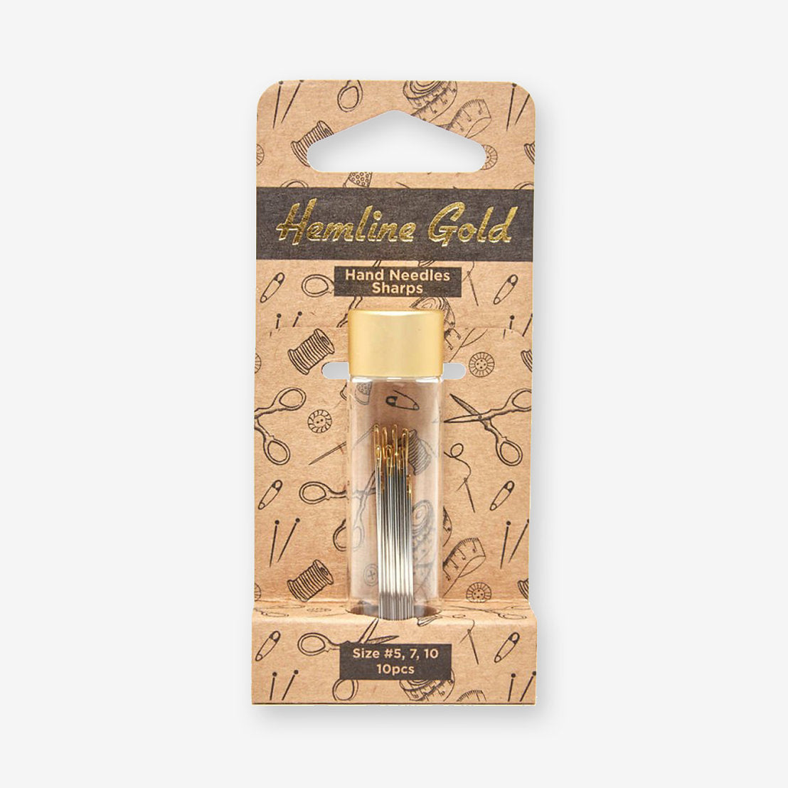 Nº 5, 7, 10 Agujas de Coser a mano Sharps Ojo Dorado - Hemline Gold