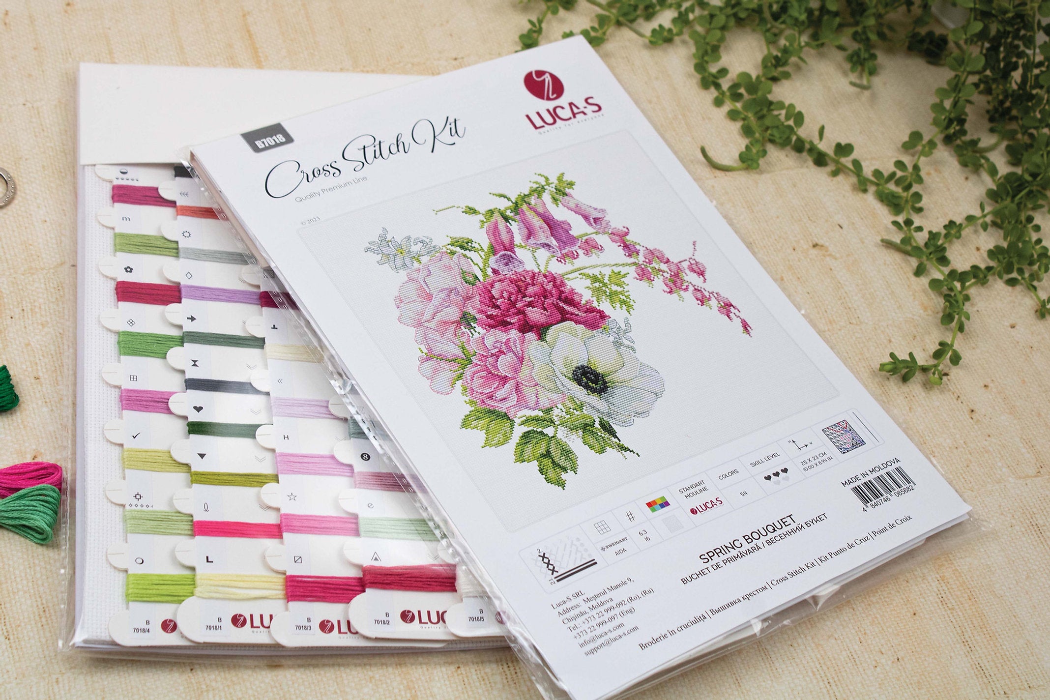 Kit de Punto de Cruz Ramo de Primavera - Luca-S B7018 con Tela Zweigart Aida 16ct.