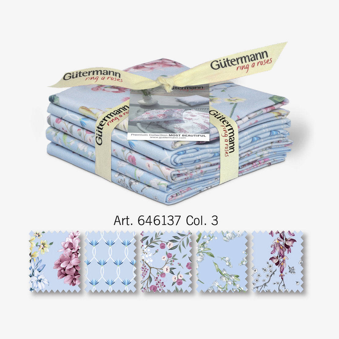Set mit 5 Stoffresten der schönsten Kollektion Gütermann für Patchwork und Dekoration