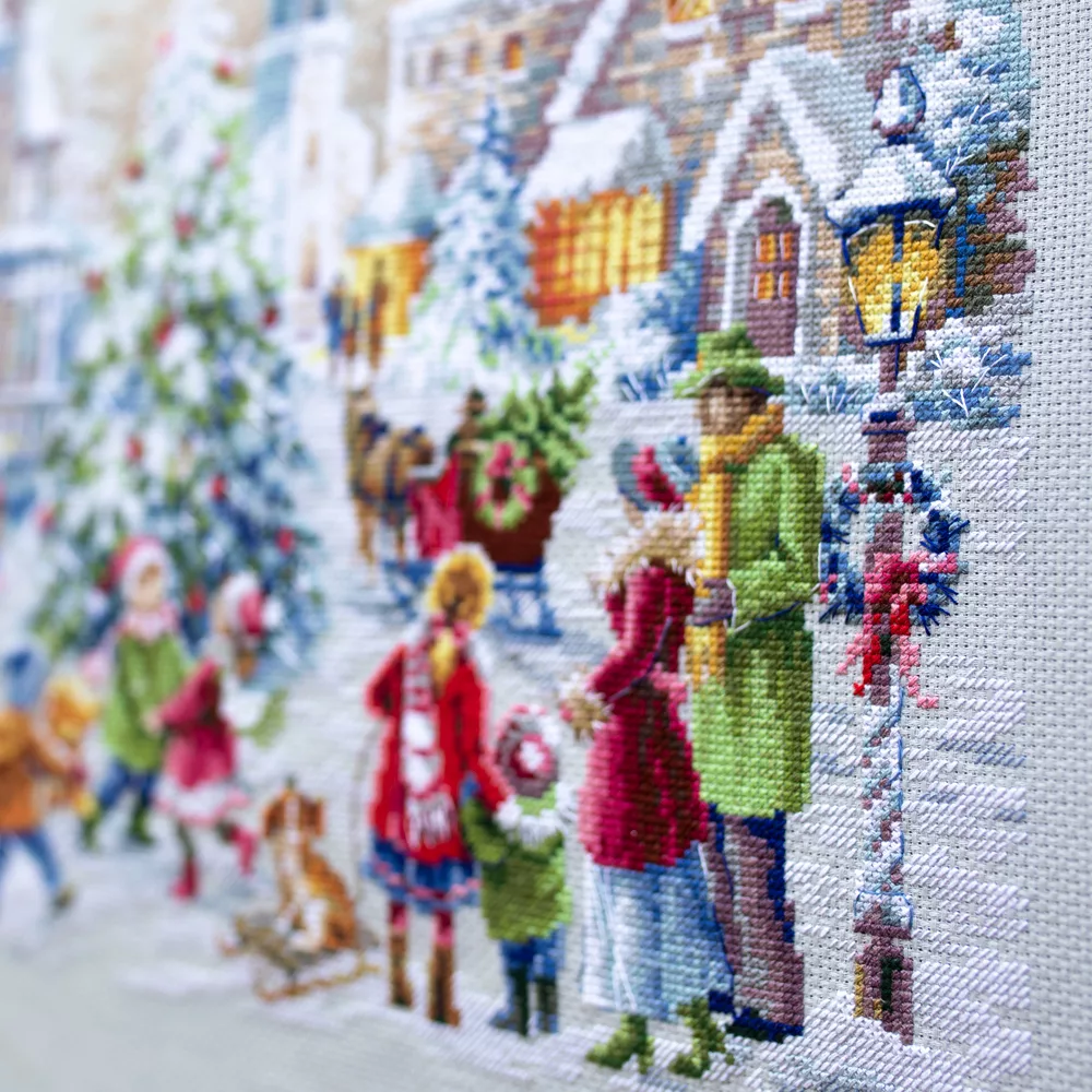 Nochebuena en la ciudad - Kit de punto de cruz navideño de Magic Needle 100-250