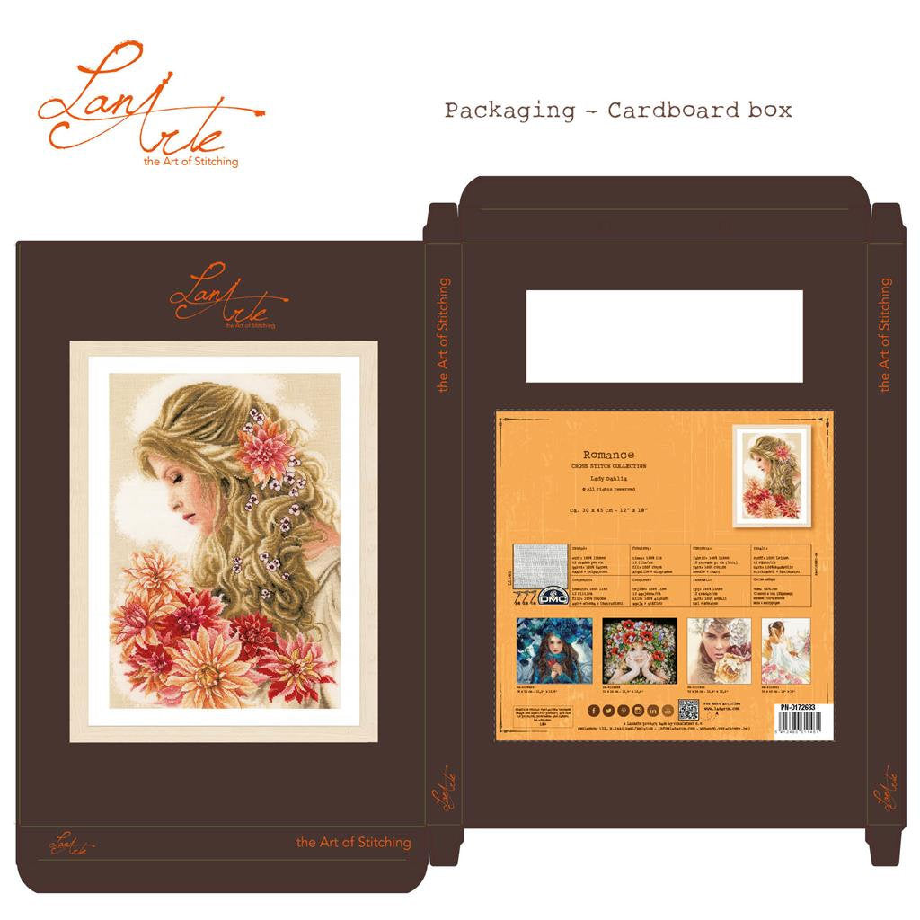 Kit de Punto de Cruz Lady Dahlia en Lino de Lanarte PN-0172683