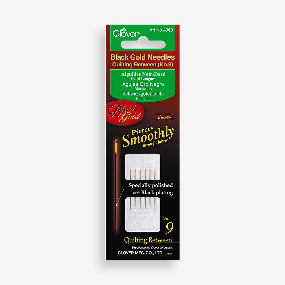 Agujas de Acolchado Intermedias Clover 4960 Black Gold Nº 9 - Paquete de 6