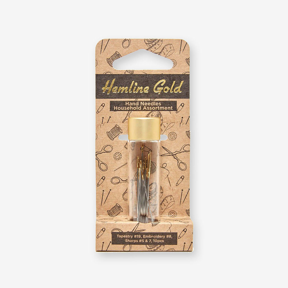 Nr. 5, 7, 8, 19 Verschiedene Nähnadeln mit Goldöse – Saum Gold