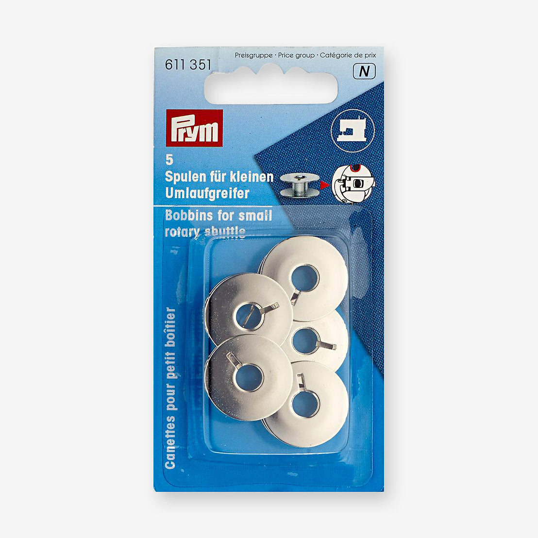 Prym Small Rotary Hook Metal Bobbins for Sewing Machines - Available in Packages of 4 and 5 Units