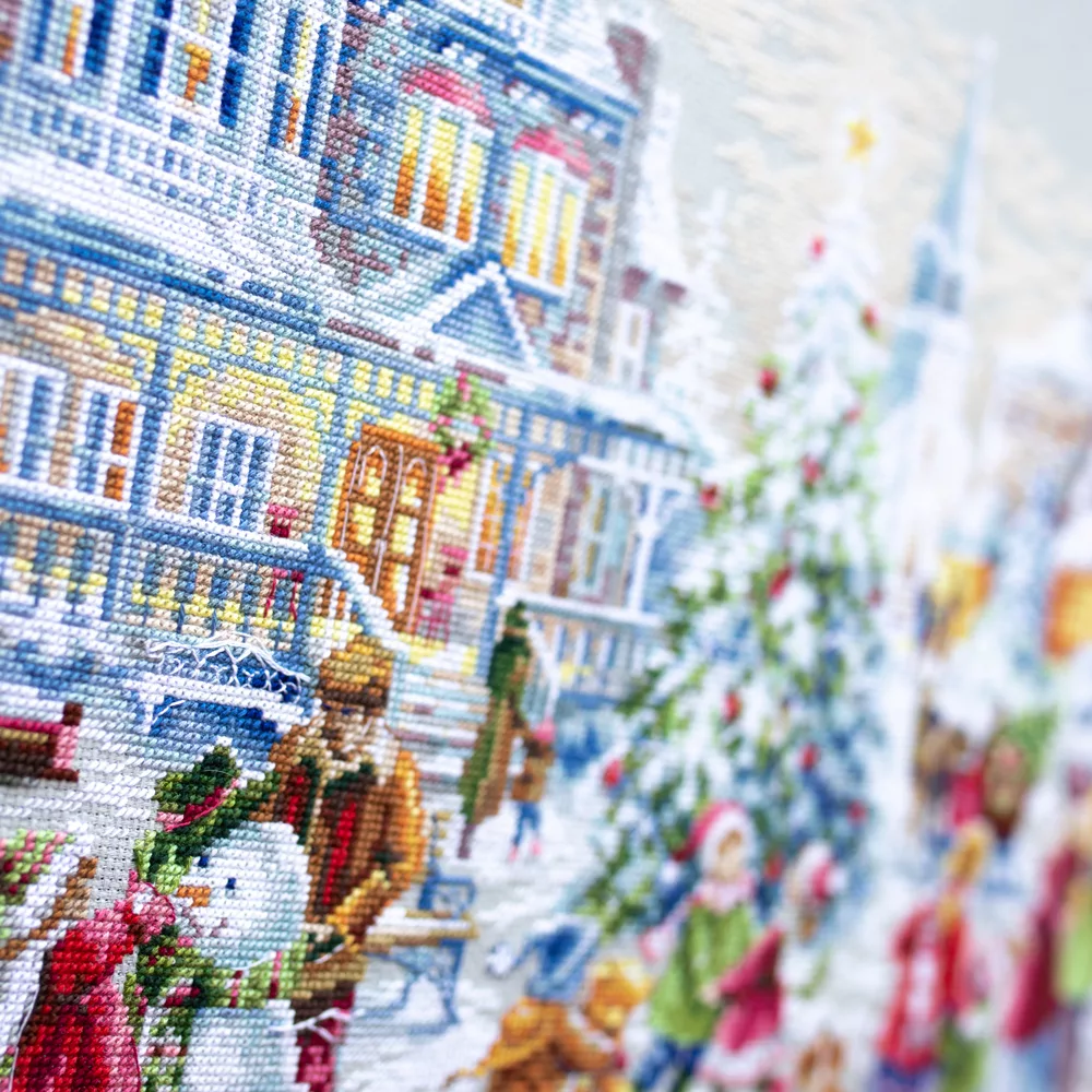 Nochebuena en la ciudad - Kit de punto de cruz navideño de Magic Needle 100-250