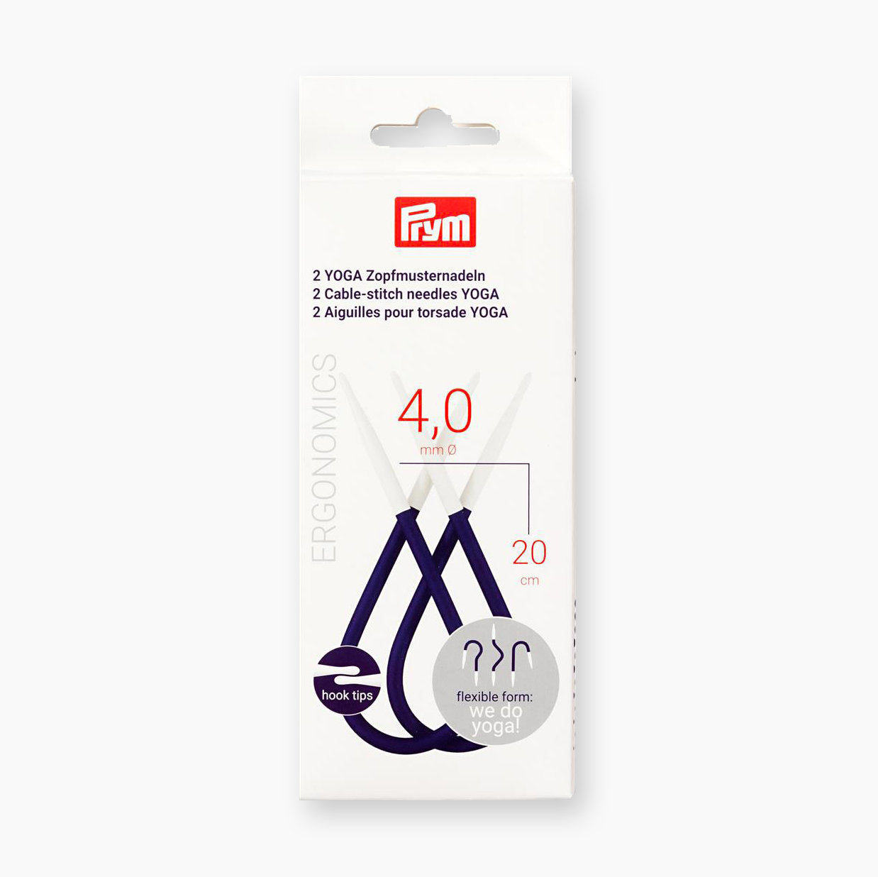 Prym Ergonomie Yoga flexible Flechtnadeln – Packung mit 2 4-mm-Nadeln