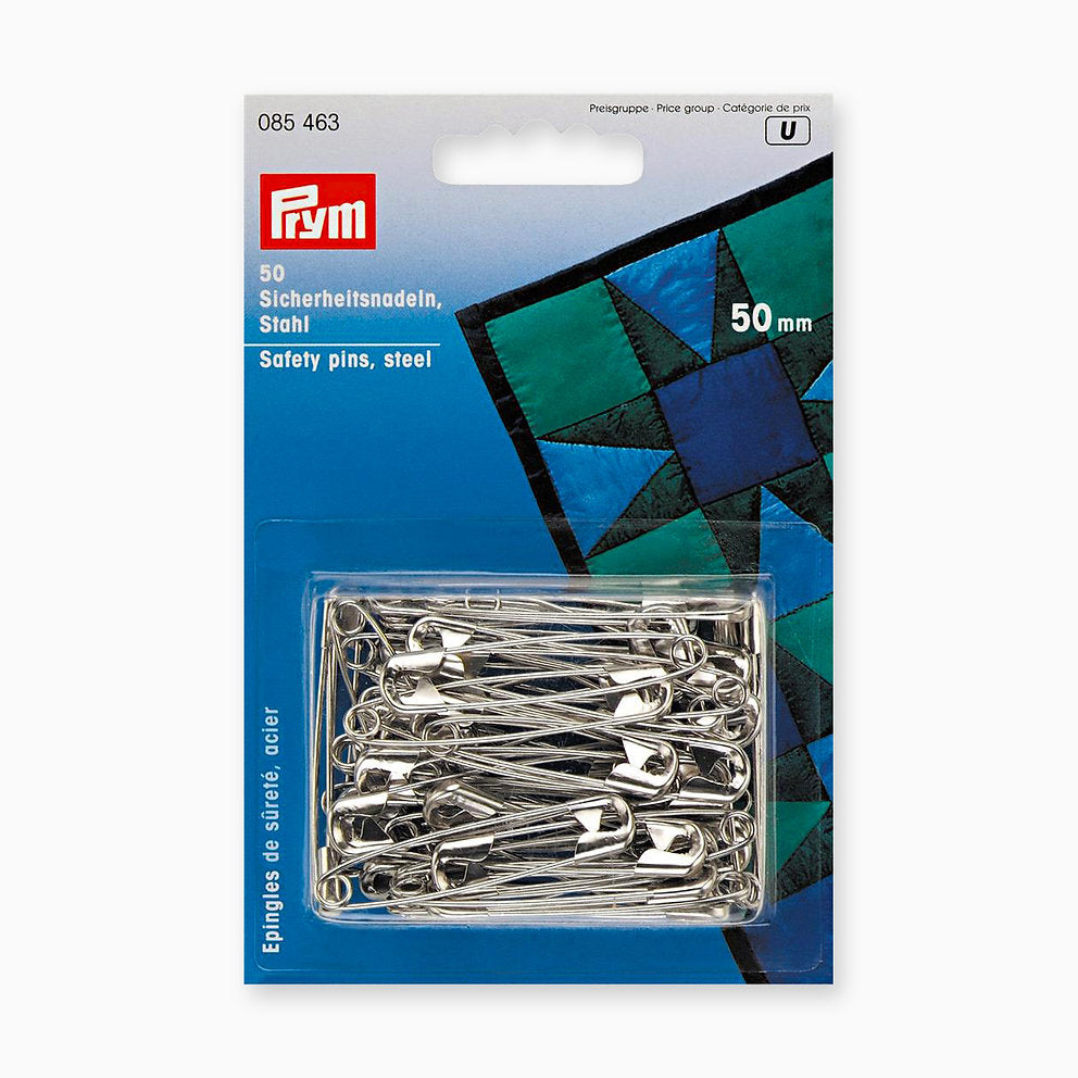 Prym 085463 Sicherheitsnadel-Set aus silberfarbenem Stahl, 50-tlg. in 6 verschiedenen Größen