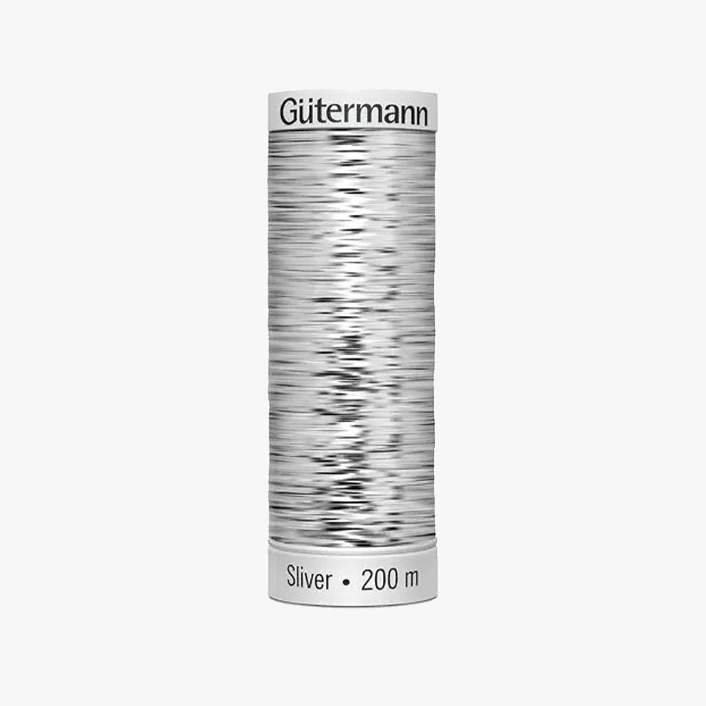 8001 Gütermann SLIVER-Garn mit Silber-Metallic-Effekt 200 m zum Sticken und Nähen
