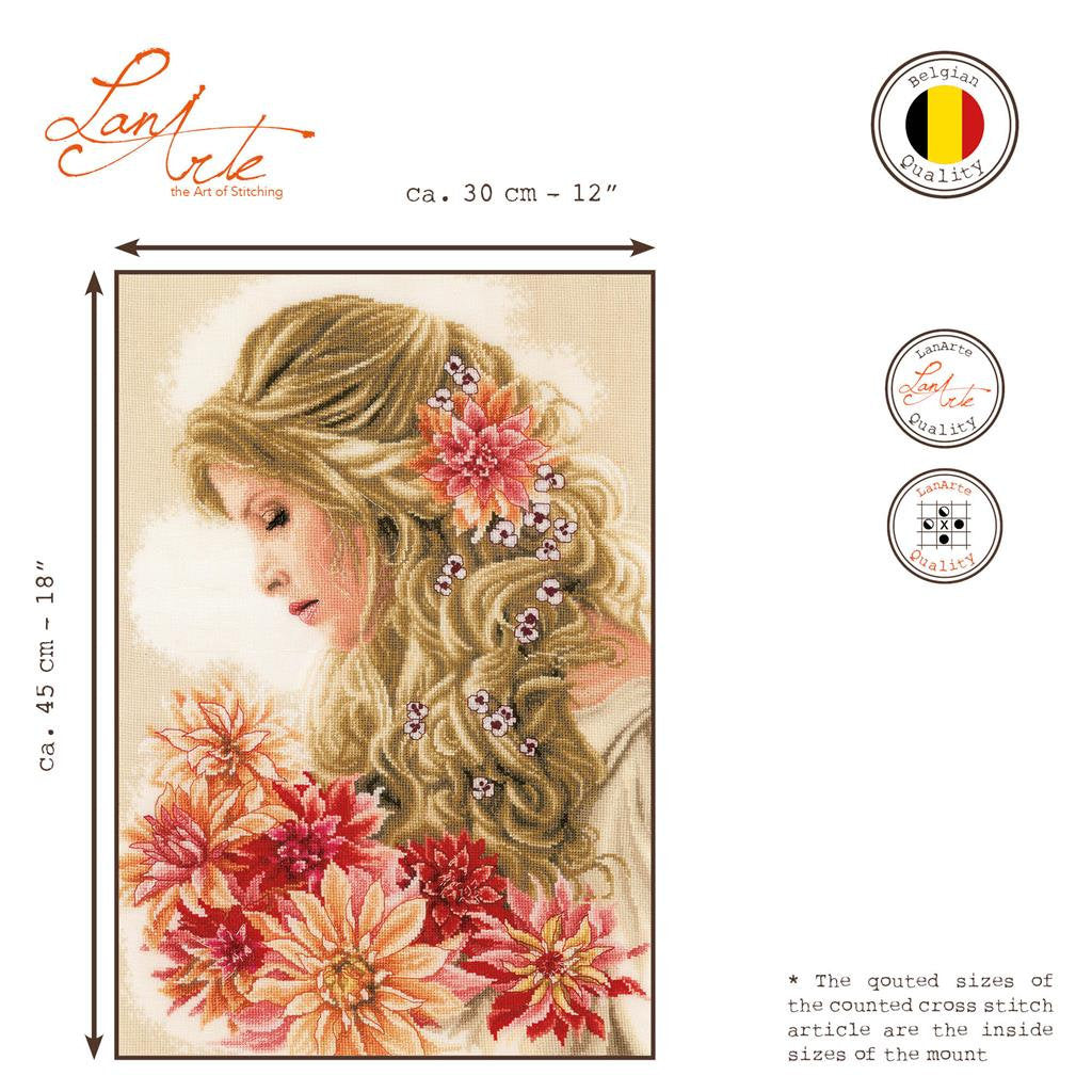 Kreuzstichset „Lady Dahlia“ aus Leinen von Lanarte PN-0172683