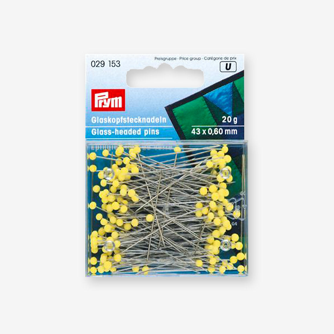 Pines de cabeza de vidrio amarillo 20g de Prym 029153 para costura y manualidades
