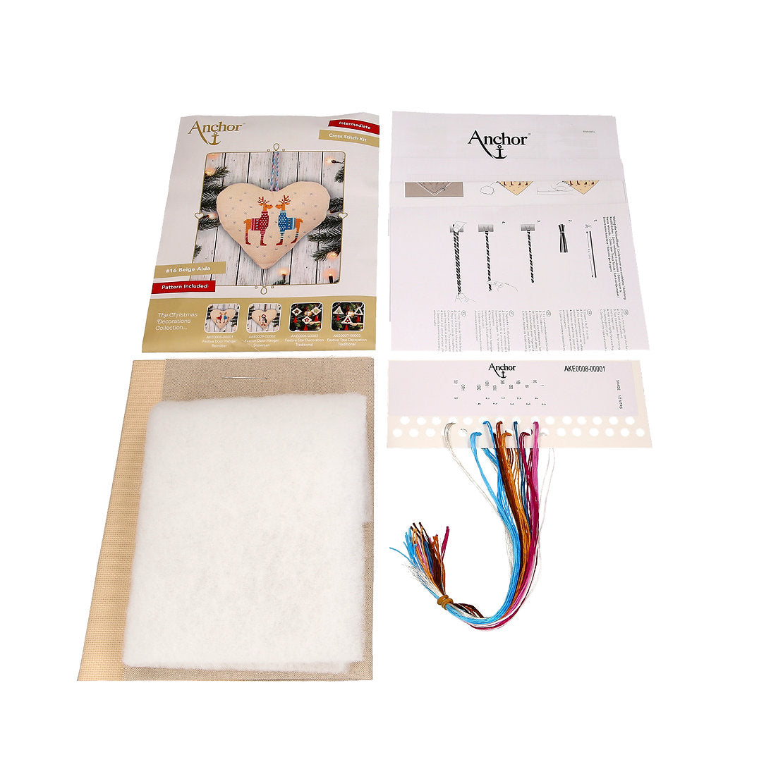 Kreuzstich-Kit. Festlicher Rentier-Türhänger - Anker