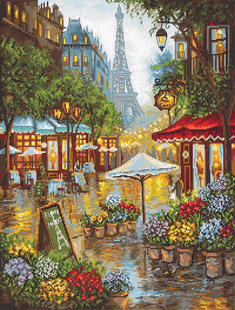 Kit de punto de cruz Flores de Primavera en París de LETISTITCH - L8038