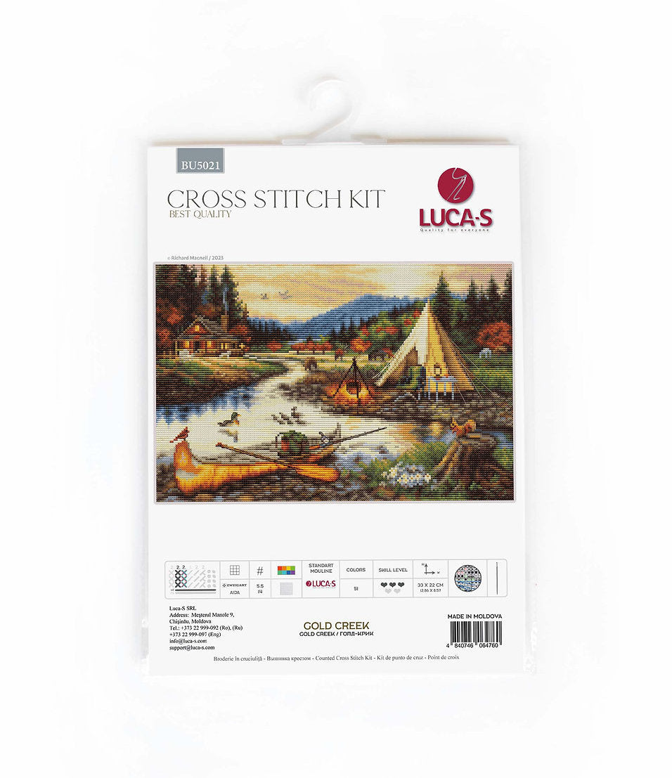 Kit de Punto de Cruz Arroyo de Oro - Luca-S BU5021, con Tela Zweigart 14ct. AIDA blanca