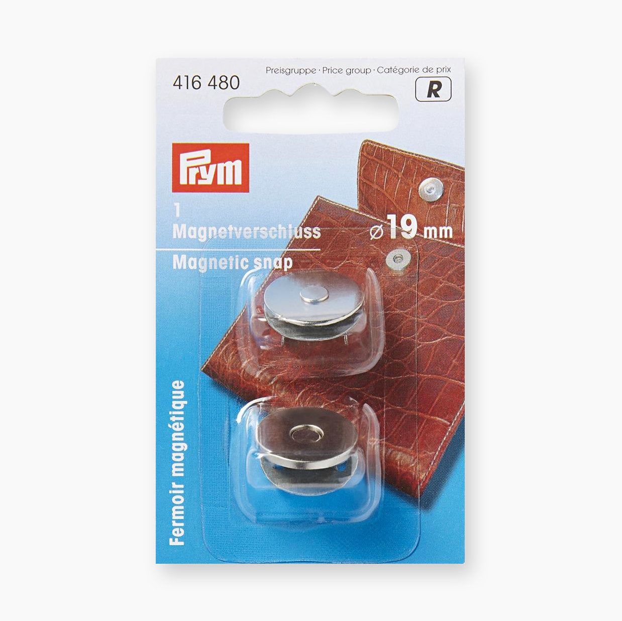 Silver magnetic clasp 19mm Prym 416480 for elegant bags and wallets