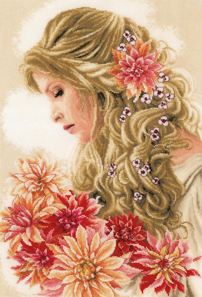 Kreuzstichset „Lady Dahlia“ aus Leinen von Lanarte PN-0172683