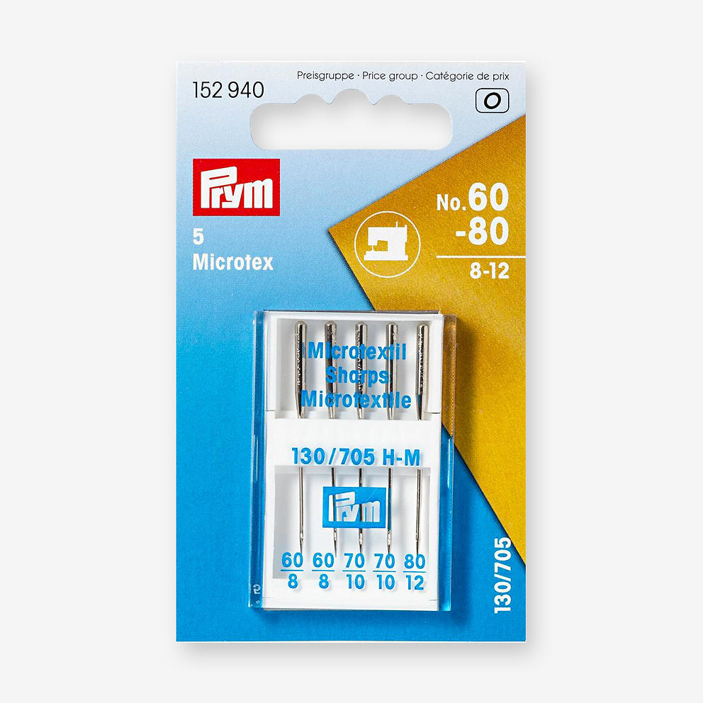 Agujas Máquina De Coser Microtex - Prym, Blíster de 5 agujas 130/705 Nº60-80