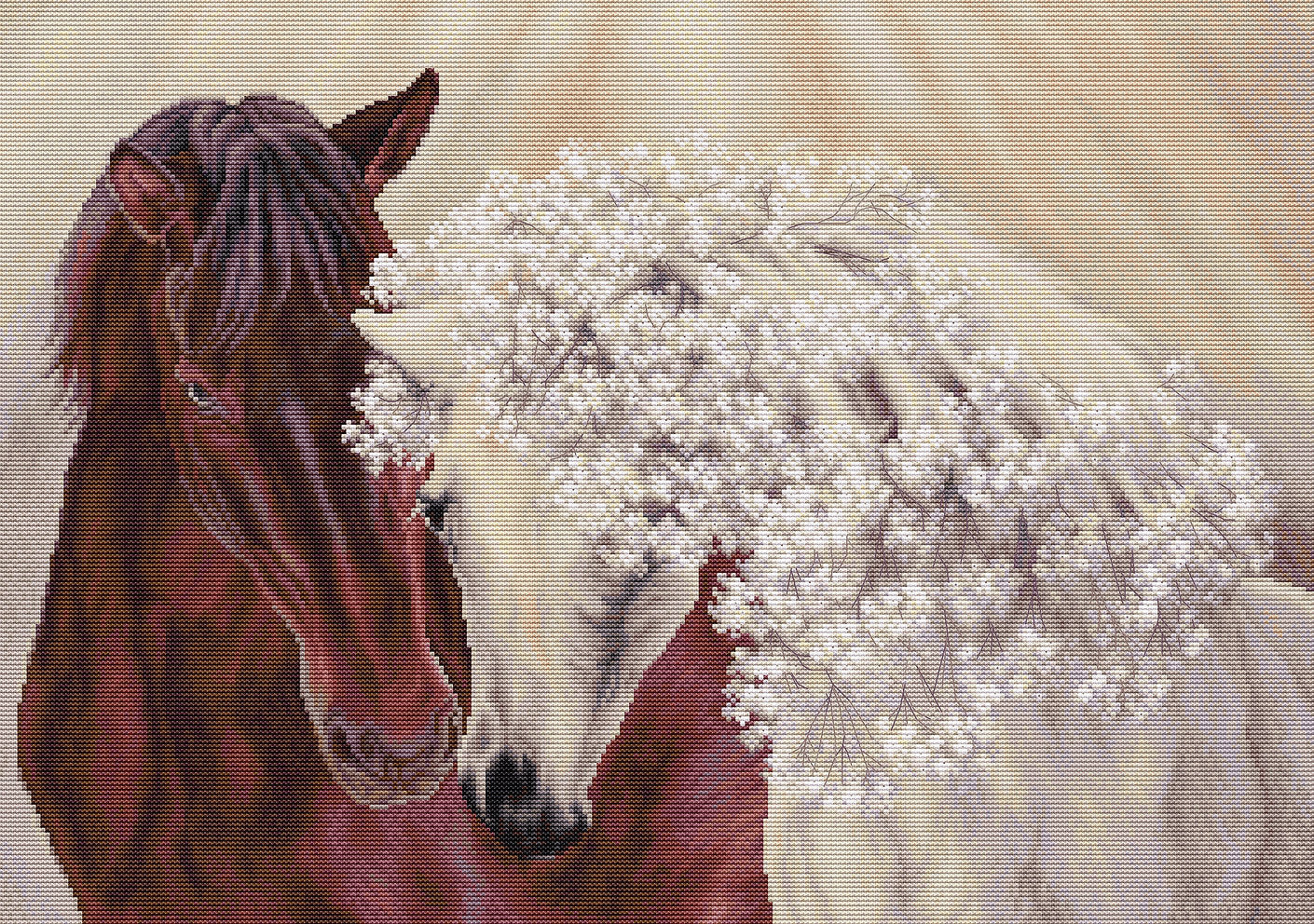 Kit de Punto de Cruz "La Pareja Perfecta: Caballos" - una obra de arte para tu hogar BU5010 Luca-S