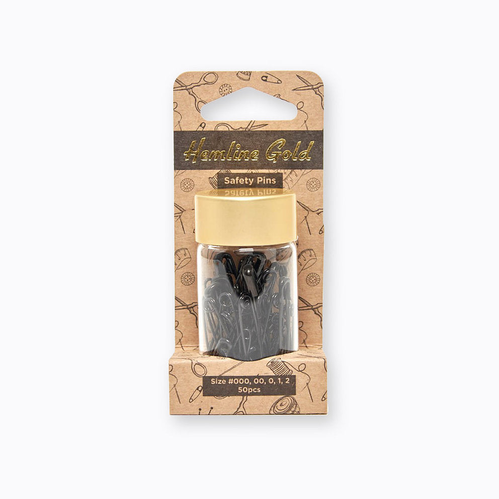 Verschiedene schwarze Sicherheitsnadeln Hemline Gold 415.99.BK.HG