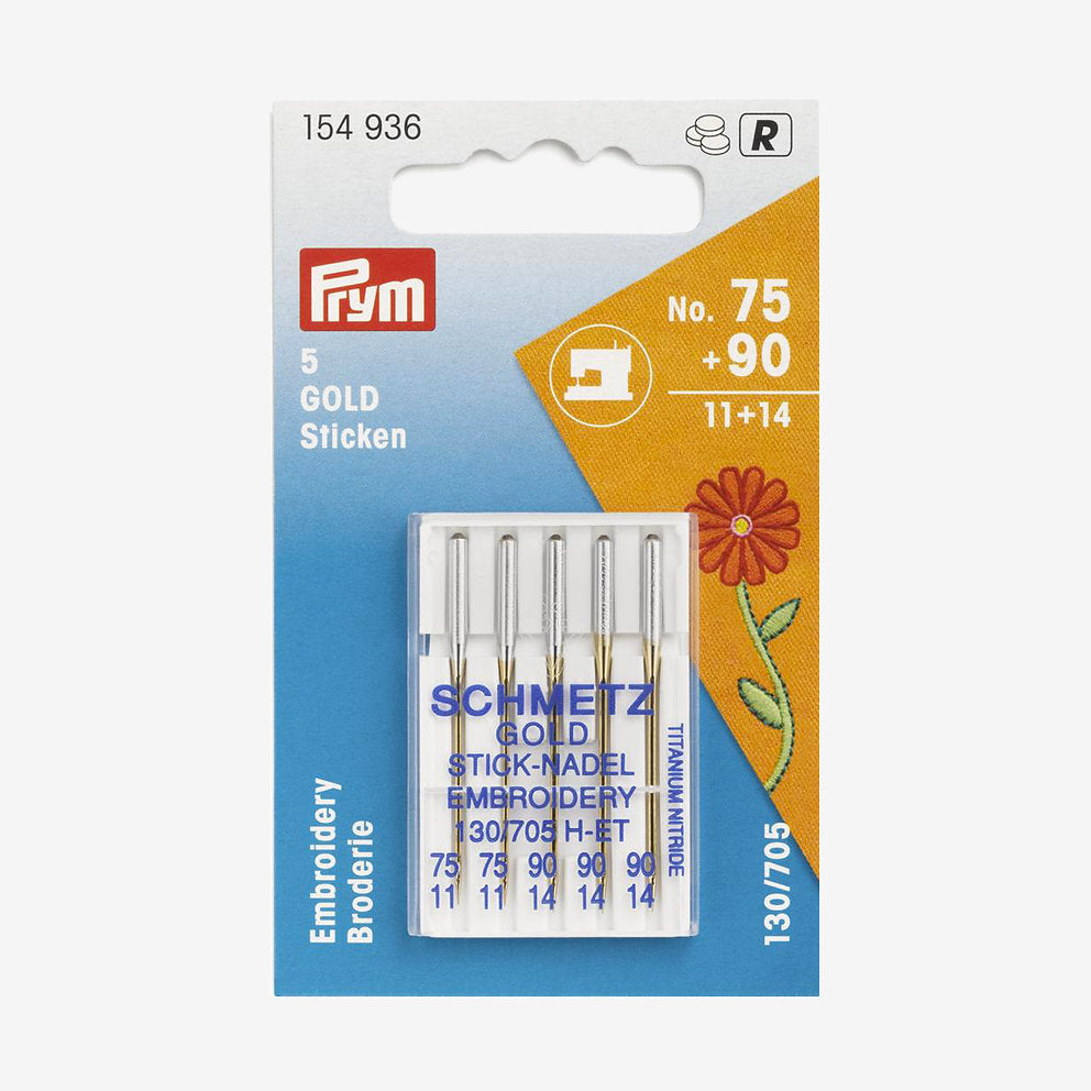 Agujas Doradas para Máquina de Coser de Bordado Prym, 130-705 Nº70+90